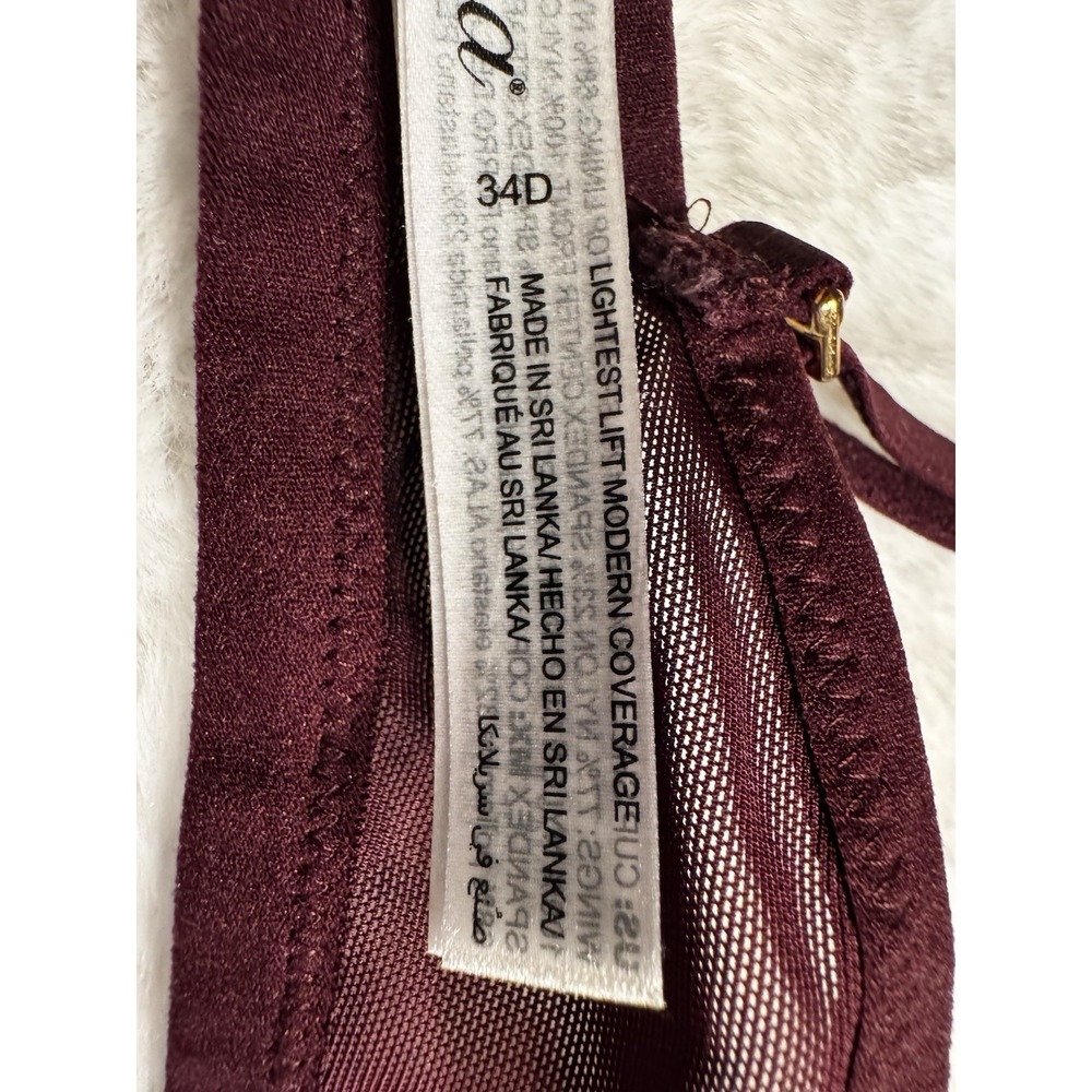 Soma Lightest Lift Modern Coverage Underwire Bra Burgundy Wine Size 34D - Picture 10 of 10